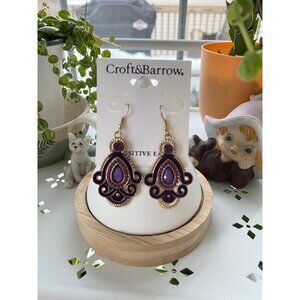 Croft & Barrow Dangle/Drop Gold & Purple Earrings